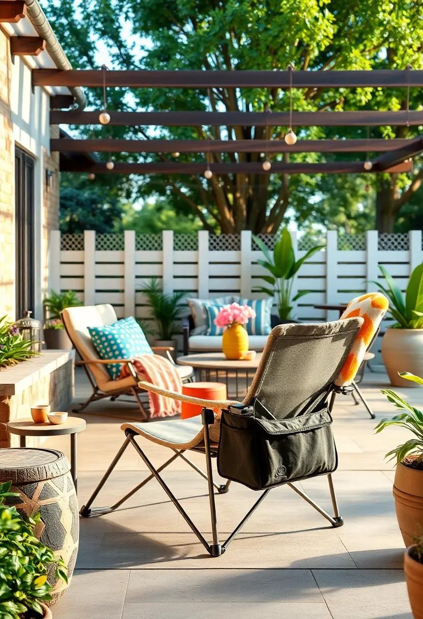 Beach Chair with Built-In Cooler: Perfect for beach days or park picnics, this lightweight chair has a cooler pouch to keep your drinks refreshing