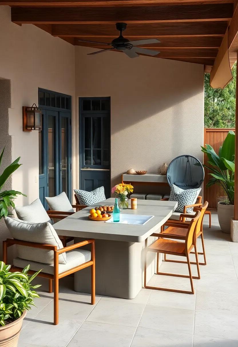 Dining Table with Ice Bin: Enjoy outdoor dinners without a fuss, thanks to a dining table that features an easy-access ice bin for drinks