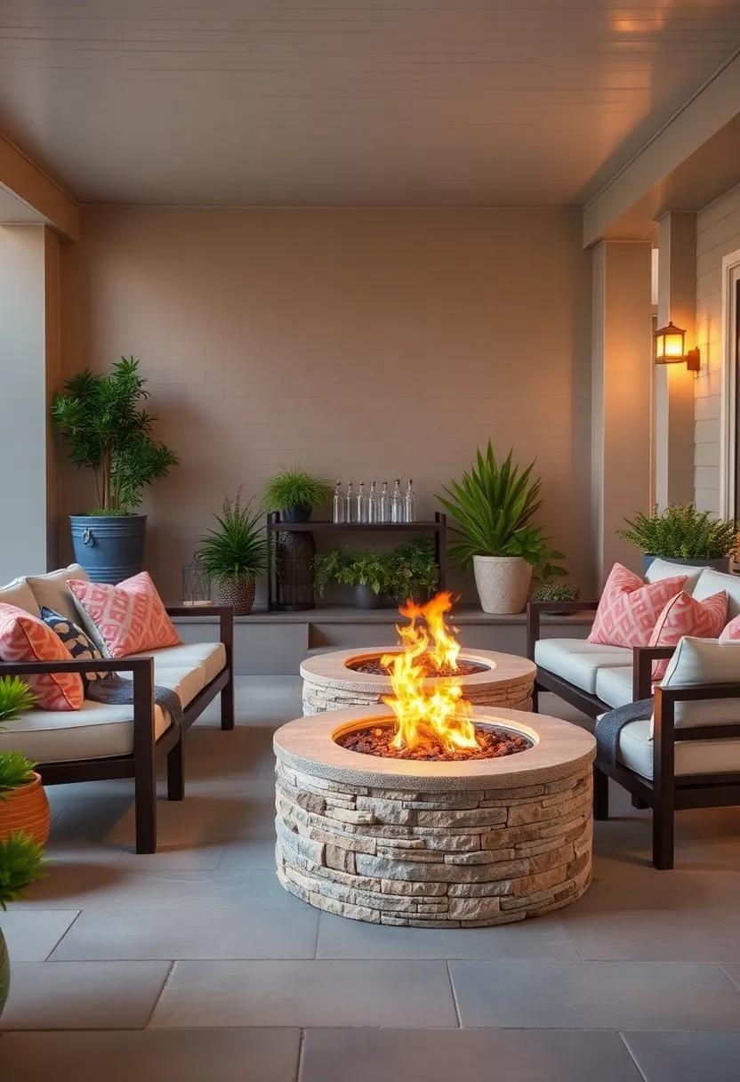 Fire Ring Table with Cooler: Combine warmth and refreshment in your outdoor setup with a fire ring table that includes an innovative cooler for easy drink access