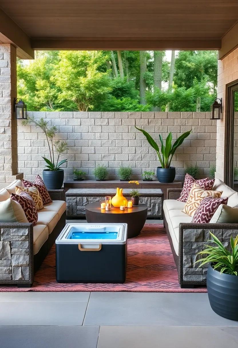 Modular sofa with Hidden Cooling Compartment: Customize your lounge area with a modular sofa that includes integrated coolers, allowing for endless configurations