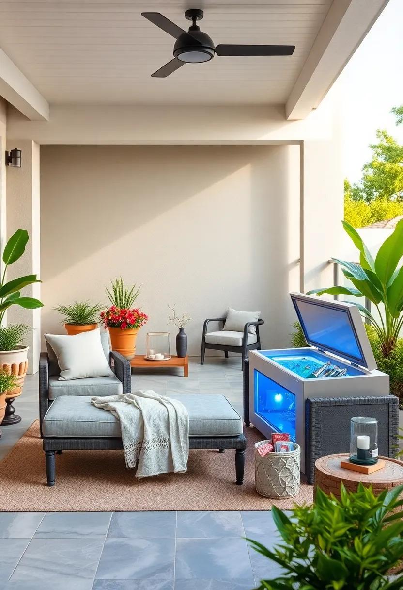 Outdoor Lounger with Beverage Chiller: Enjoy the ultimate in relaxation with an outdoor lounger that comes equipped with a built-in beverage chiller for lazy afternoons