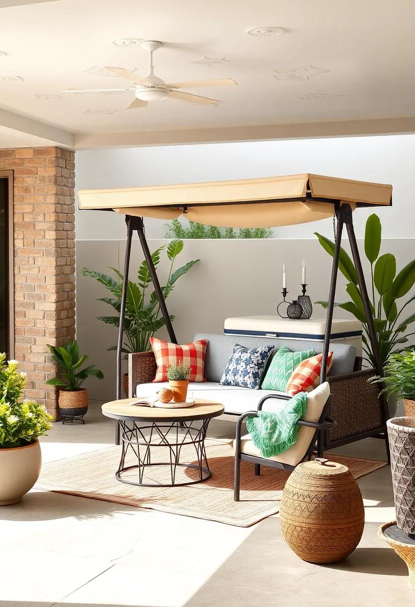 Portable Cooler Swing: bring a touch of nostalgia to your patio with a swinging seat, cleverly designed with a cooler up top for easy refreshment access