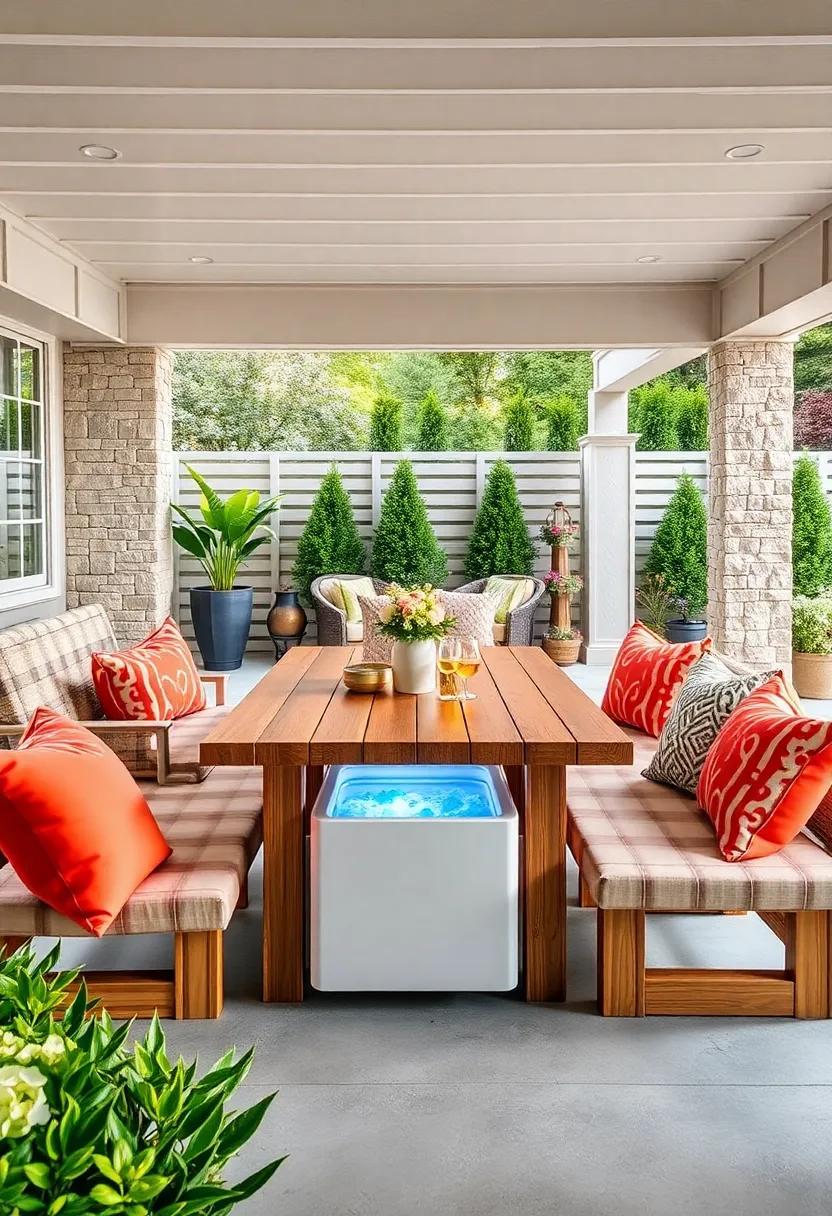 Rectangular Picnic Table with Ice storage: Perfect for family barbecues, this picnic table includes an ice storage area that ensures drinks stay cool during your meal