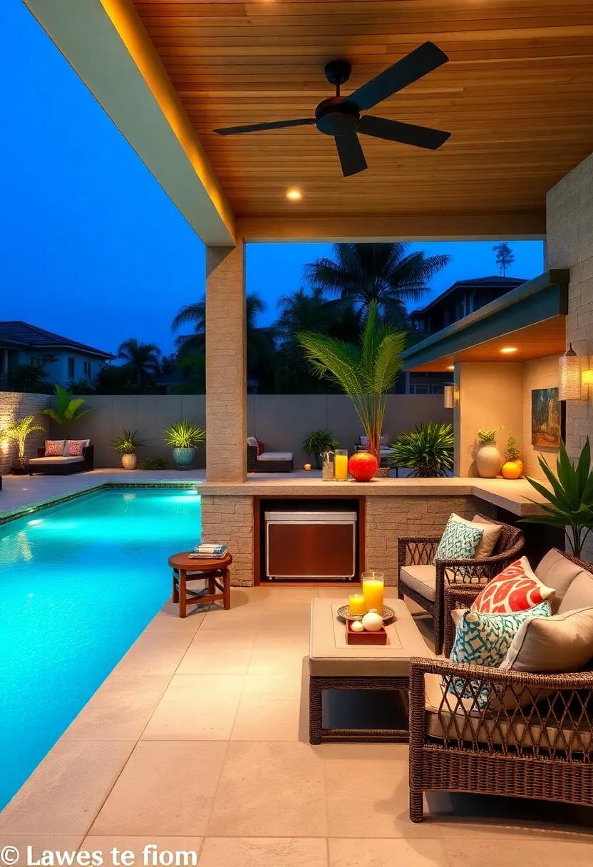 Swim-Up bar with Built-in Cooler: Bring the resort vibe to your home with a swim-up bar featuring a cooler, allowing for cocktails while you enjoy the pool