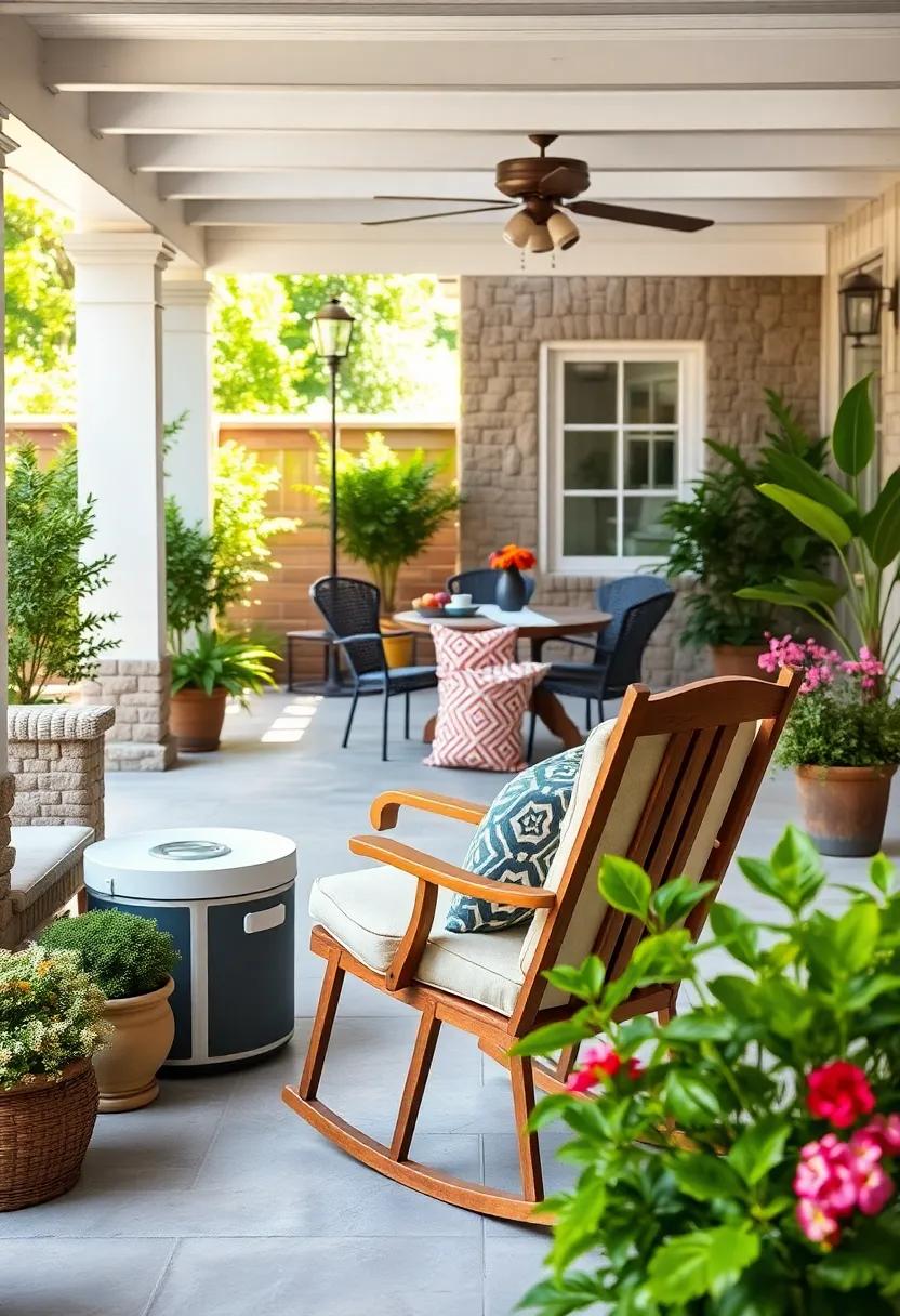 Vintage-Inspired rocking Chair with Cooler: Add charm to your patio with a vintage rocking chair that has a built-in cooler, so you can sip and sway seamlessly