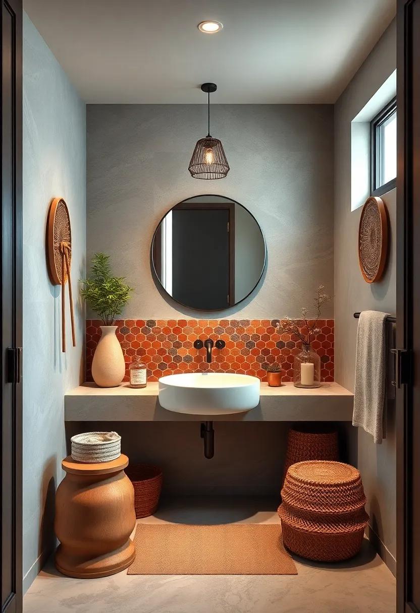 Incorporate ⁢a ⁣terracotta mosaic backsplash behind the ⁣sink to ⁢add a⁤ splash⁣ of color and texture to your bathroom