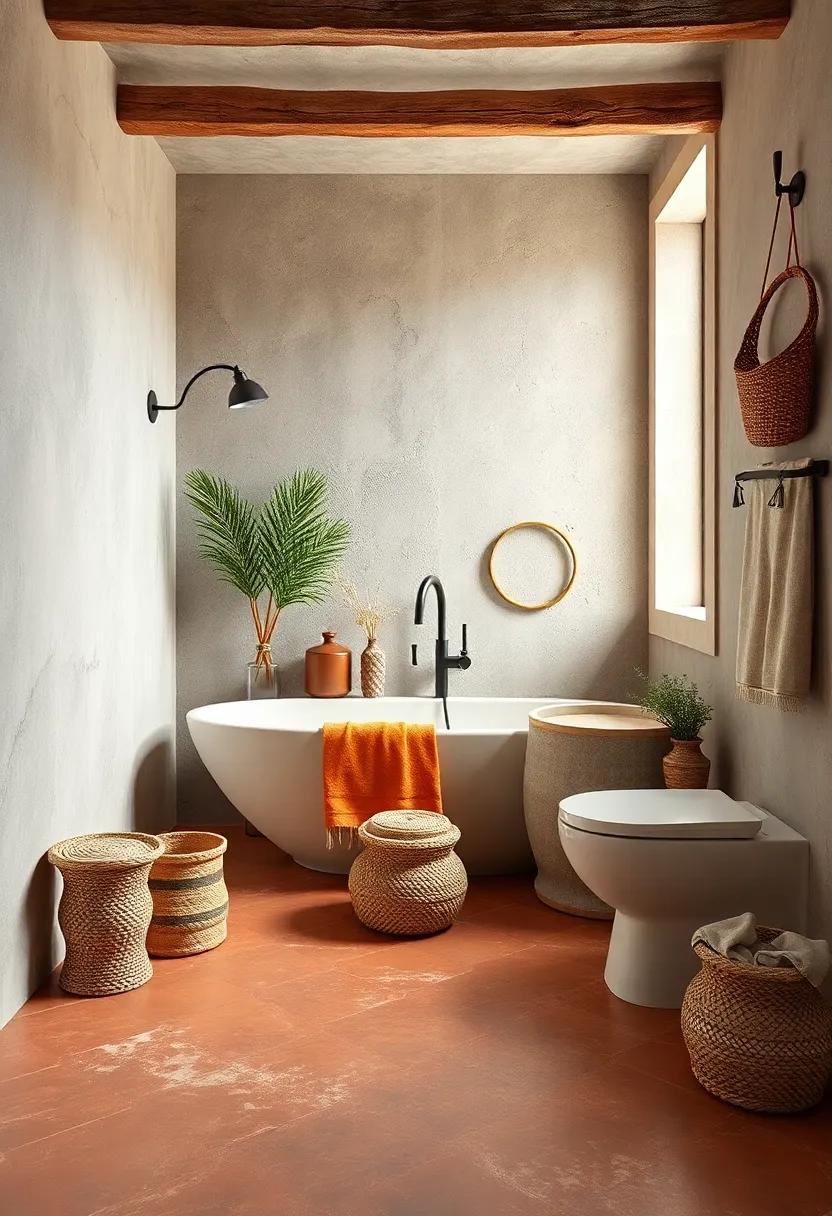 Use ⁤terracotta⁣ tiles for‌ a rustic touch on your bathroom floor,⁢ seamlessly ⁢blending with⁤ bohemian textiles