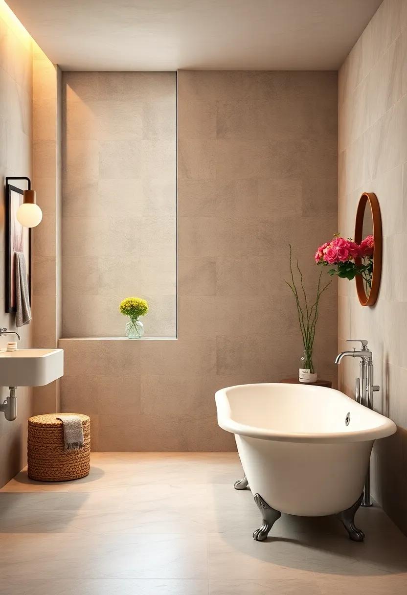 soft Lighting Magic: Experience a bathroom with‍ soft ambient lighting that ‌enhances the ​beauty​ of ​a⁣ vintage white clawfoot tub, creating a soothing environment‌ for​ relaxation