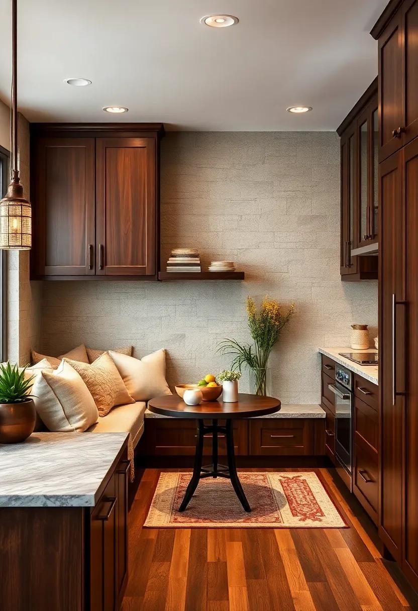 Create a Cozy ⁣Nook:​ Design a small seating area with cushions that ‌complement the dark‌ wood for a‌ welcoming space