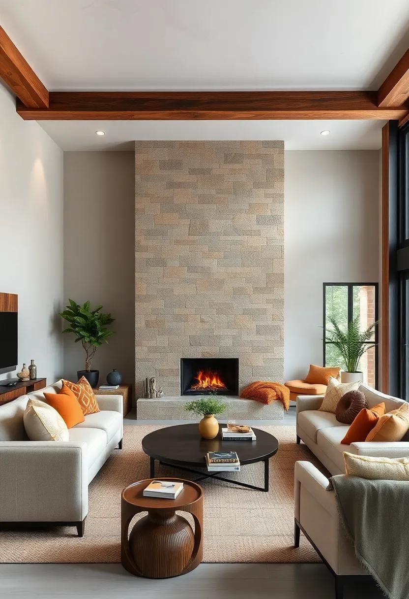 25 Cozy Living Room Ideas Featuring Fireplaces and Rustic Wooden Beams for Timeless Comfort