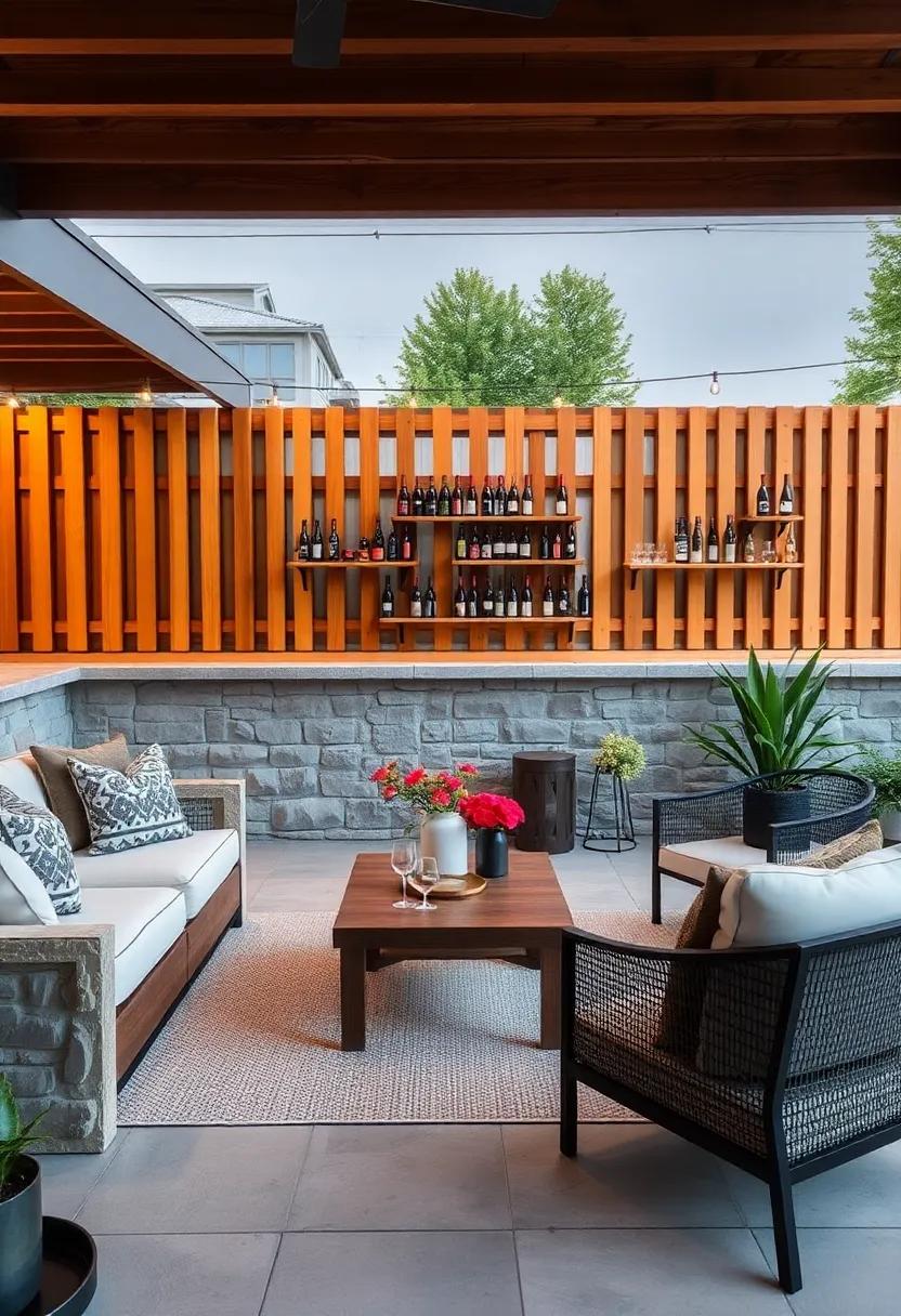 Wine ⁤Shelf Fence: Fencing featuring vertical slats designed to hold wine⁤ bottles for outdoor tastings while allowing for compact storage‌ of ⁣glasses ‍and ‍accessories