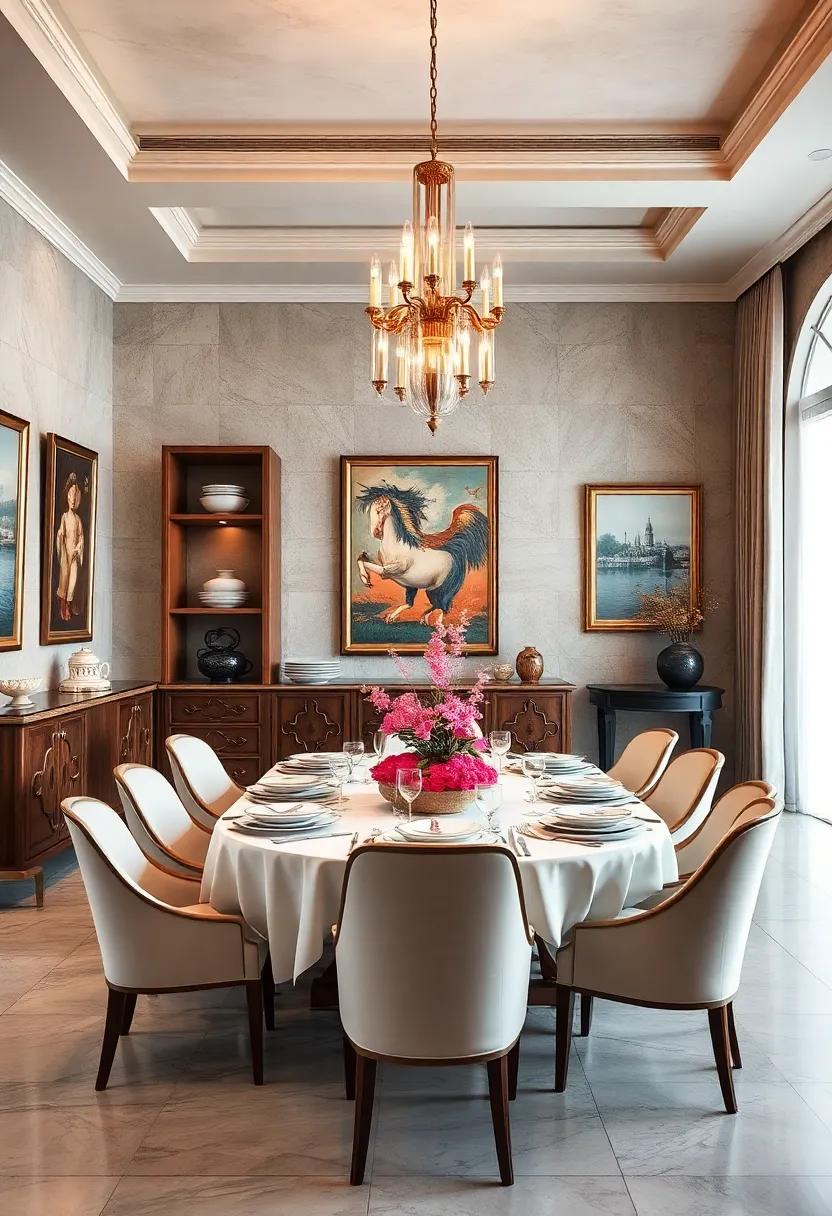 Timeless Tradition: A classic dining room featuring elegant ​china, ornate cabinetry, and traditional ⁤art pieces that elevate the dining experience to one of grace and sophistication