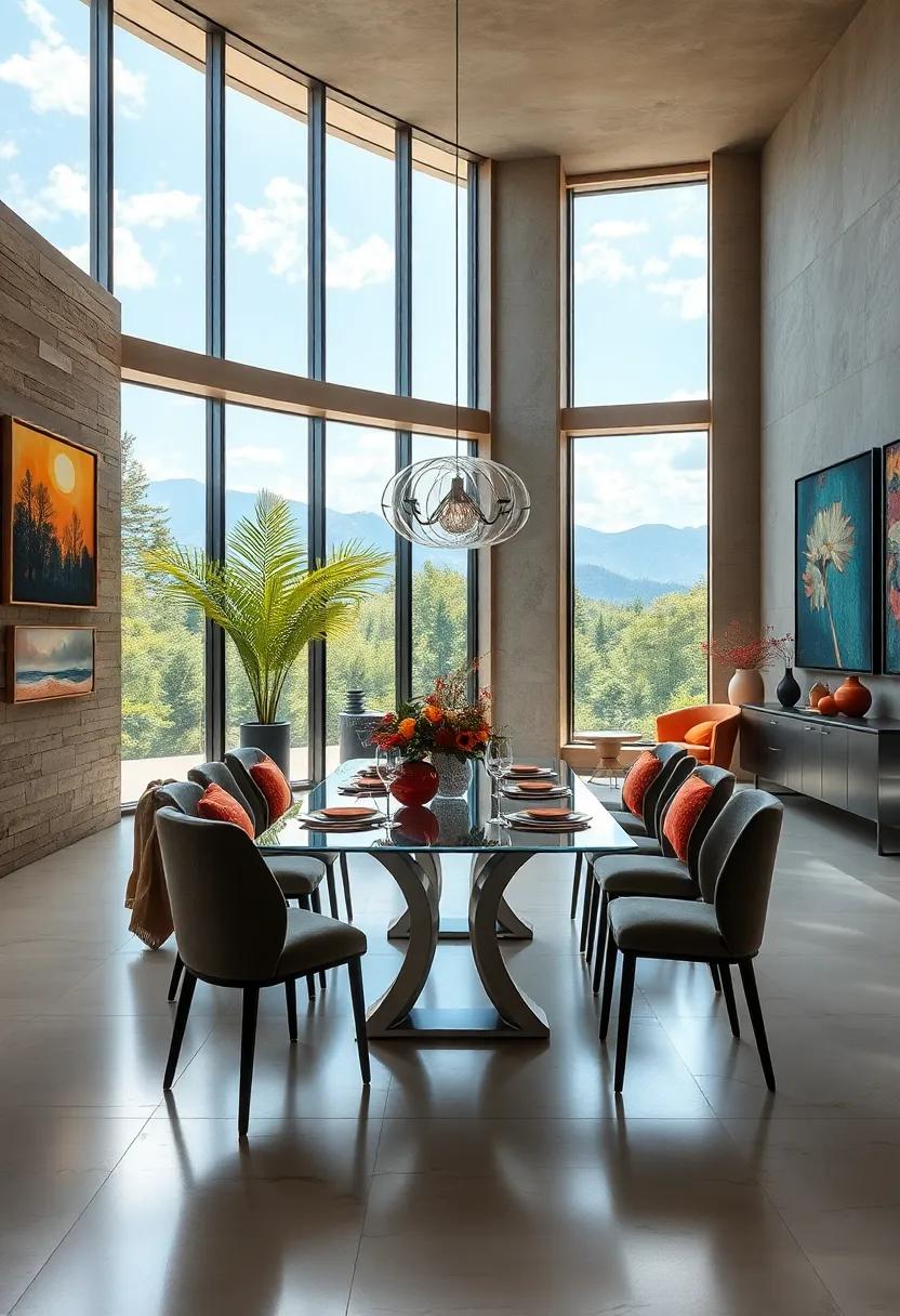 Nature’s Palette:‌ An airy⁣ dining space where large windows frame ⁣breathtaking views of the outdoors, ‍accentuated by ⁢nature-inspired art that brings the beauty of the outside in