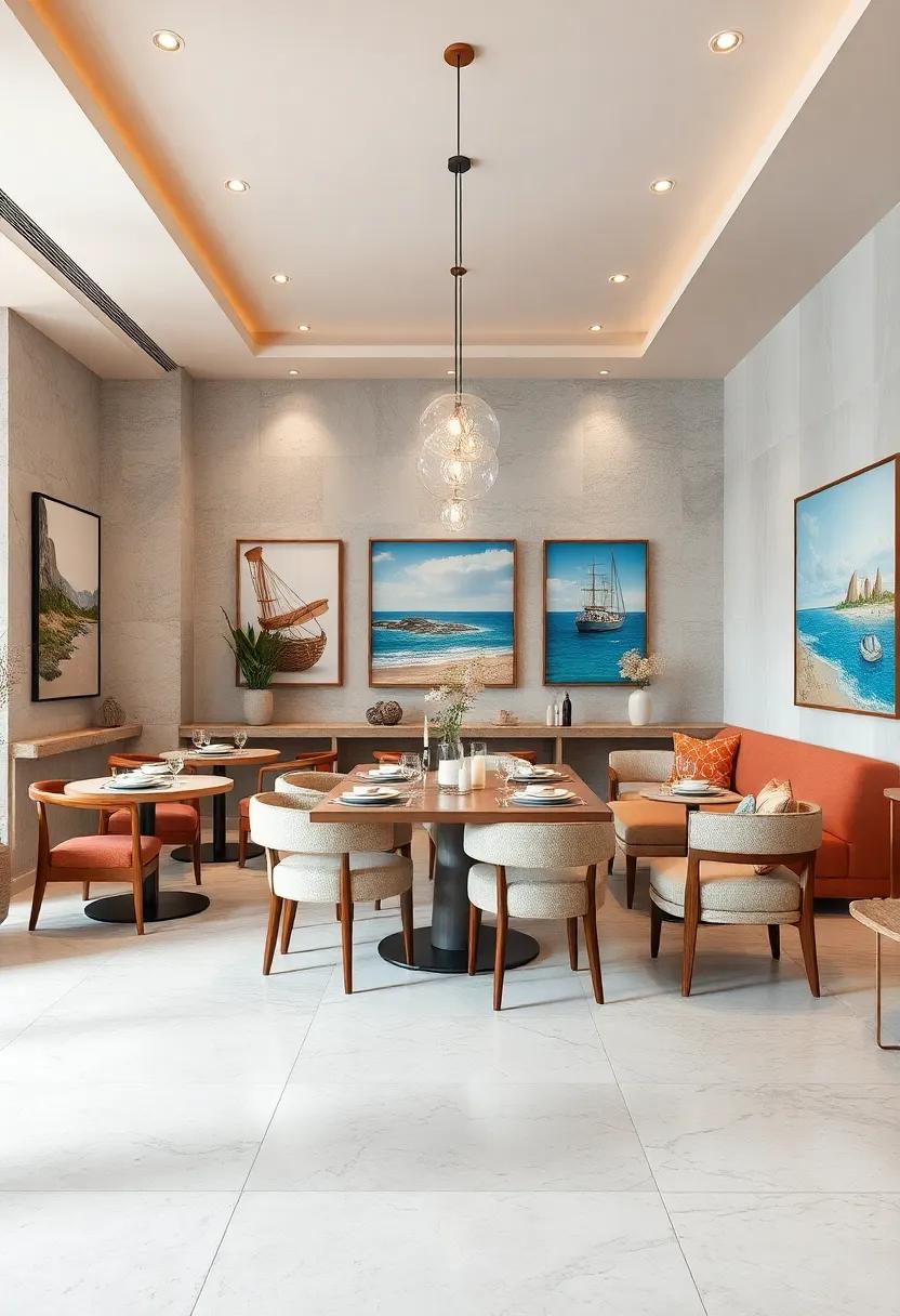 Coastal ⁣Vibes: Light, breezy decor paired with beach-inspired⁤ artworks transports diners to the shore, perfect for⁣ evoking a relaxed, seaside ambience