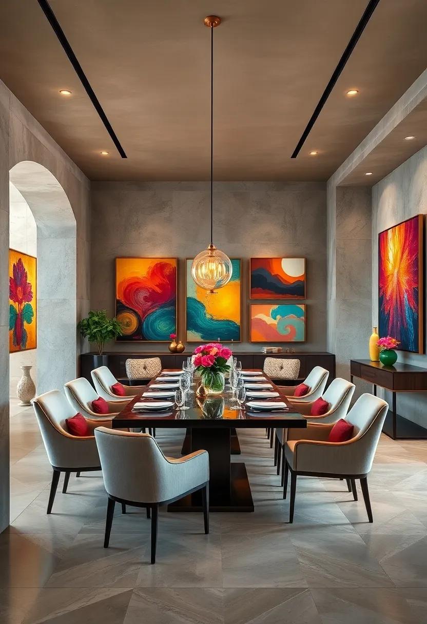 Symphony of Colors: An explosion of hues characterizes this vibrant dining room, where⁢ art reflects⁣ the joy of life, encouraging ‍a feast for both the eyes and ‌the ‍palate