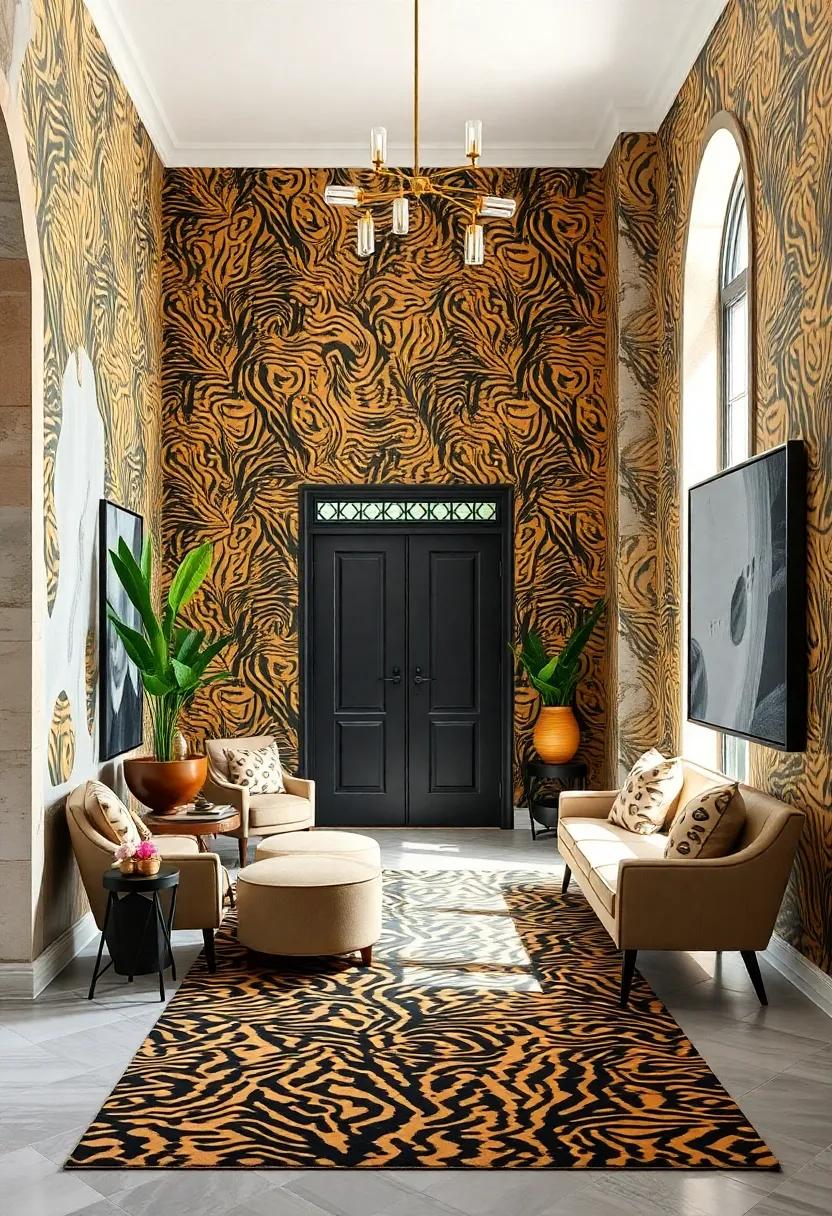 Animal print adventure: Roaring into the scene with leopard or zebra patterns, this entryway embraces a wild spirit that's both bold and playful