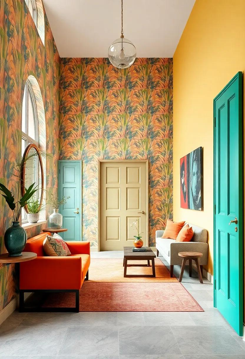 Candy-colored whimsy: Bright and cheerful shades that energize the entryway, ensuring every arrival brings a smile