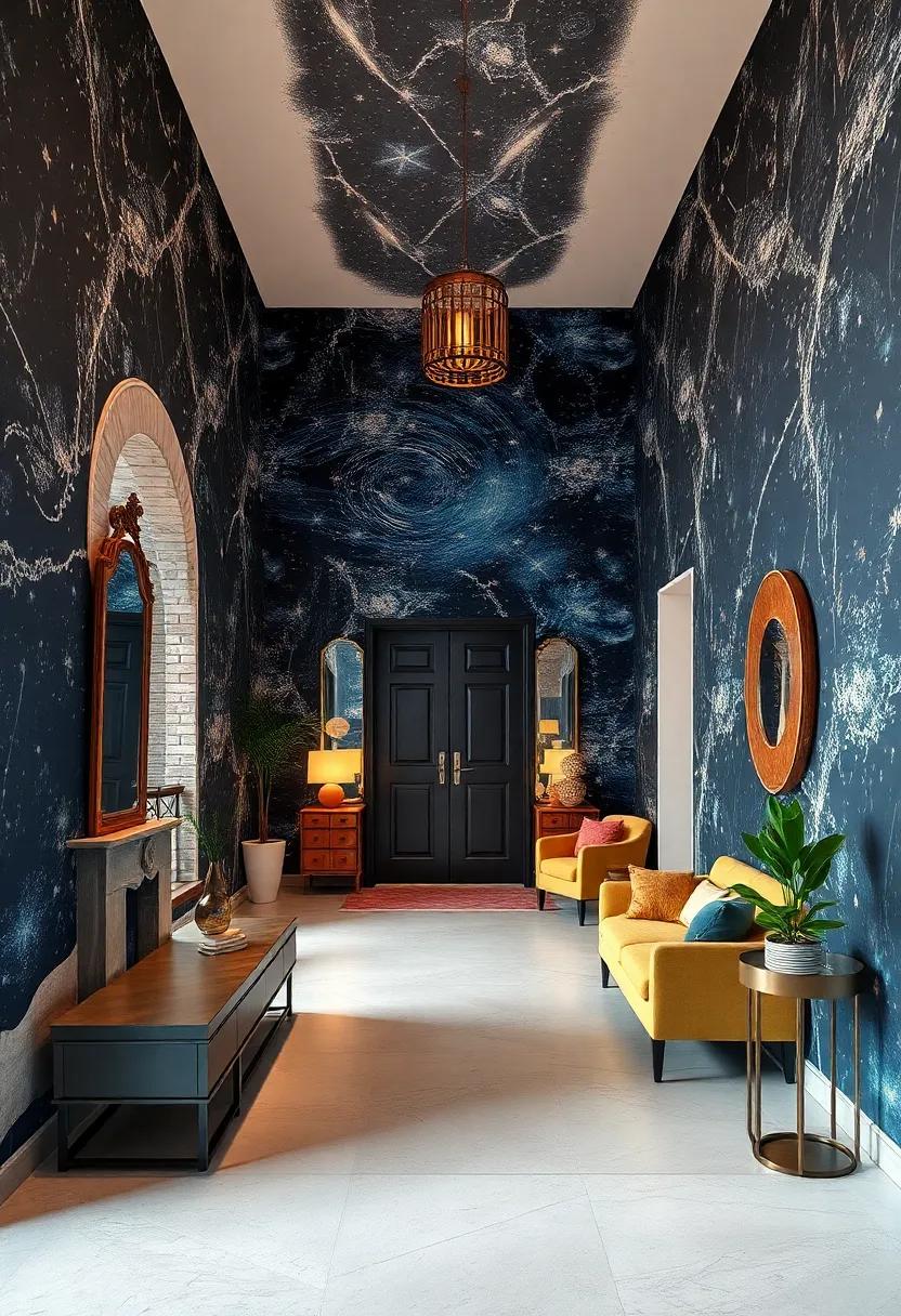 Celestial wonders: Starry night or cosmic prints that transform your entry into a dreamy gateway to the universe