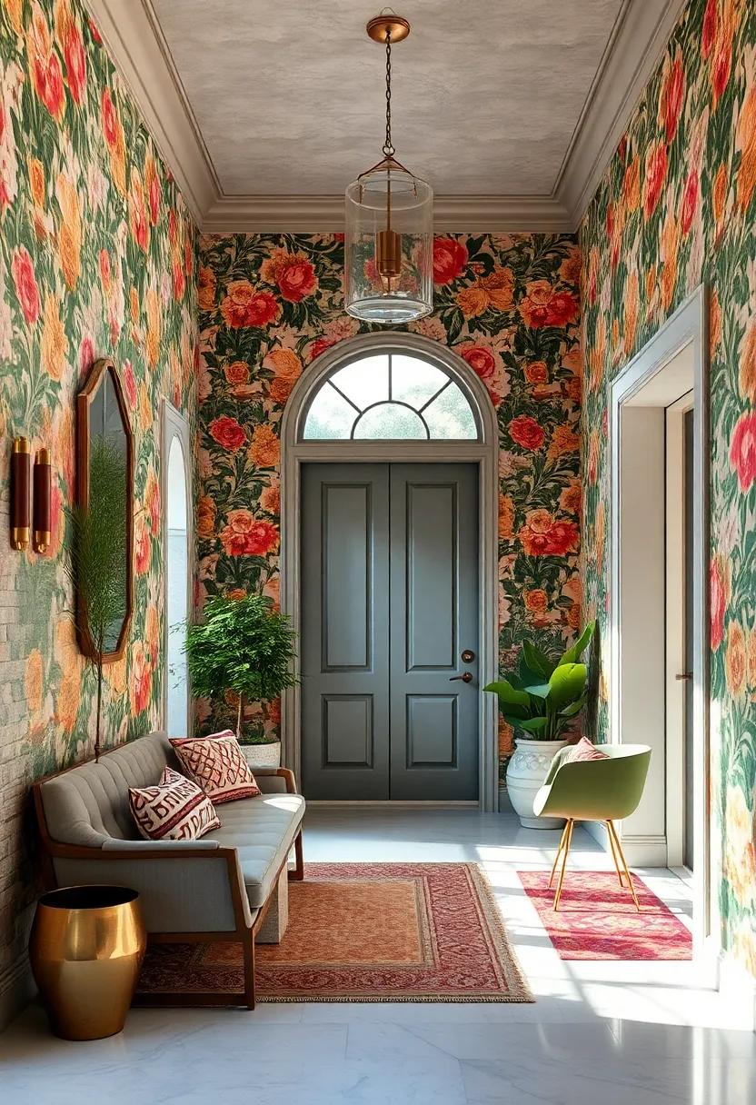 Festive prints: Seasonal or holiday-themed wallpaper that invites celebration each time you walk through the door