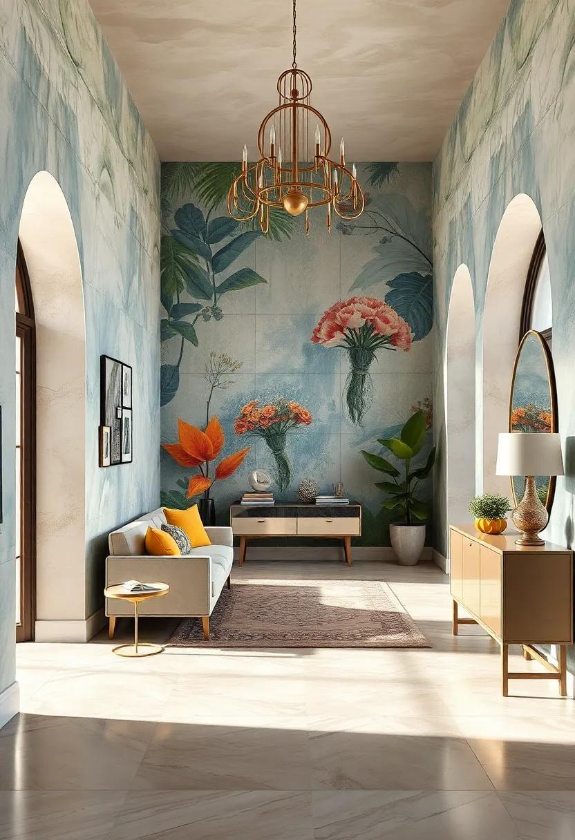 Hand-painted look: Wallpaper that mimics the look of hand-painted murals, offering a bespoke charm without the brushwork