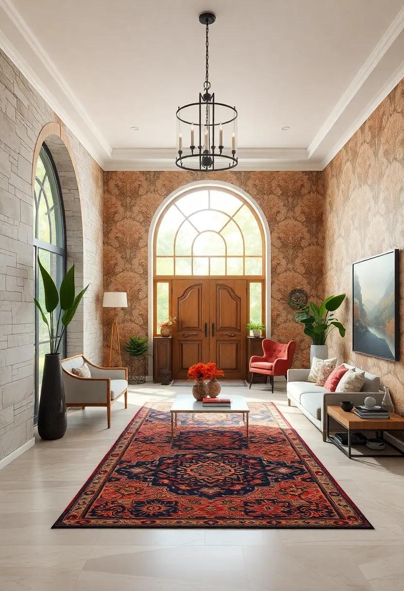 Historical tapestry: Wallpaper inspired by traditional tapestries, bringing depth and story to an entry that reflects time and culture