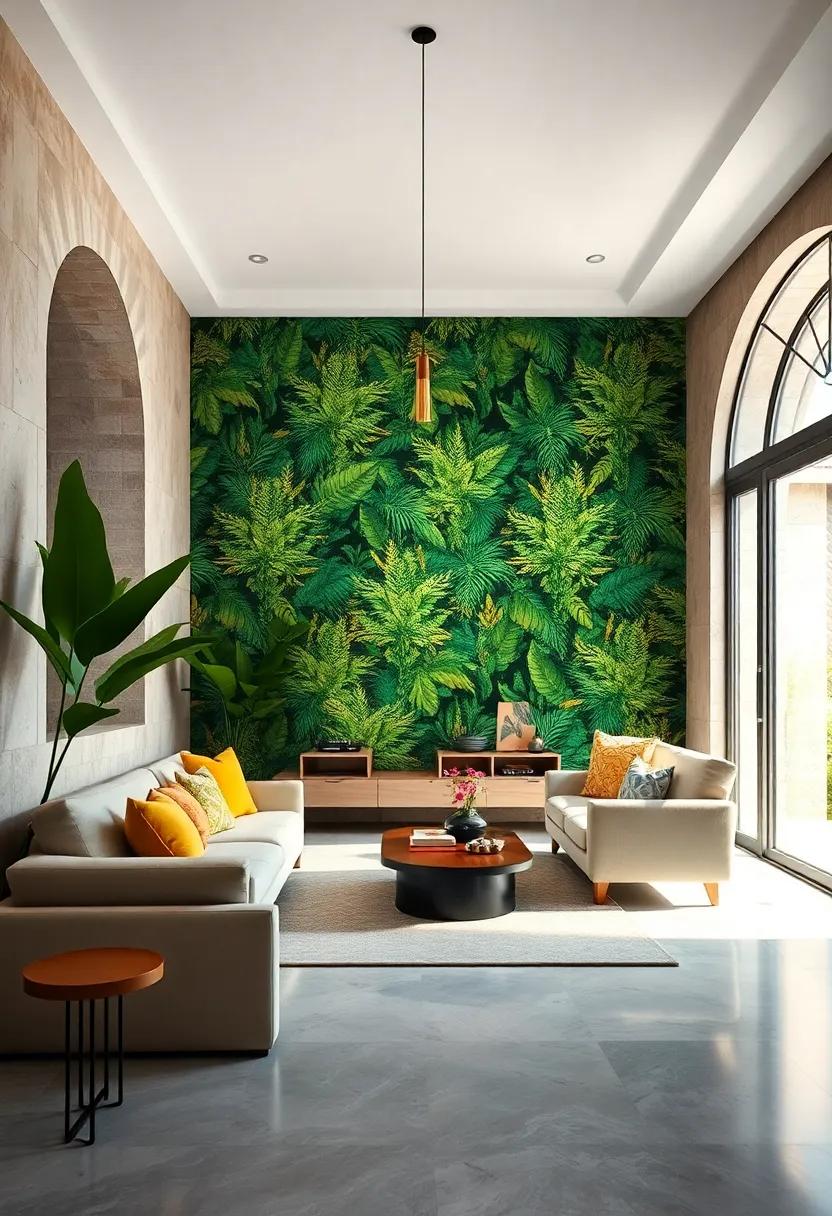 Jungle retreat: Wallpaper featuring lush tropical motifs that transport you to a serene escape, right as you cross the threshold