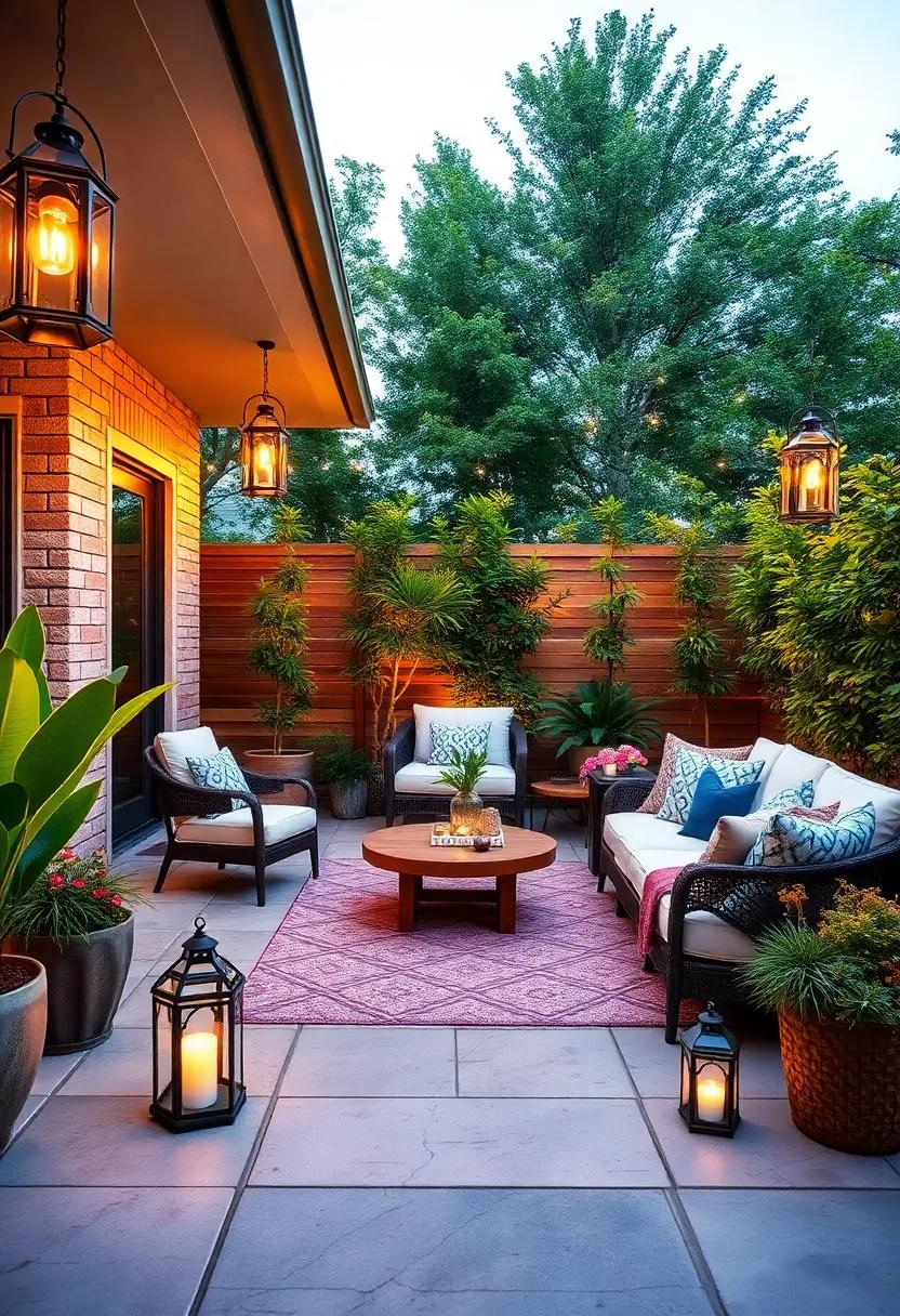 Embrace the Glow: Position Moroccan-style lanterns at varying heights around your patio⁣ to create a ⁢captivating play of light and shadow