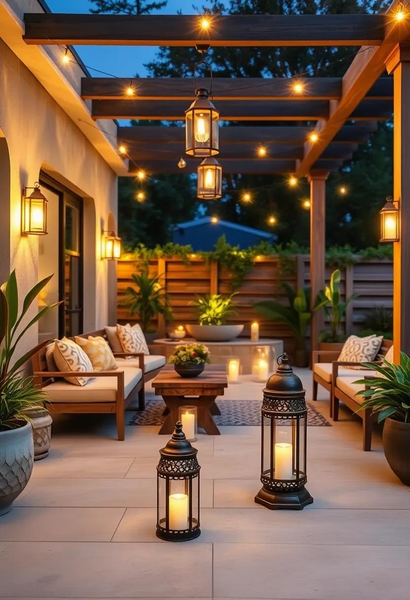 Rustic Touches: Pair​ lanterns with rustic wood elements, such as benches ​or⁢ tables, for a harmonious blend of ⁣textures and warmth