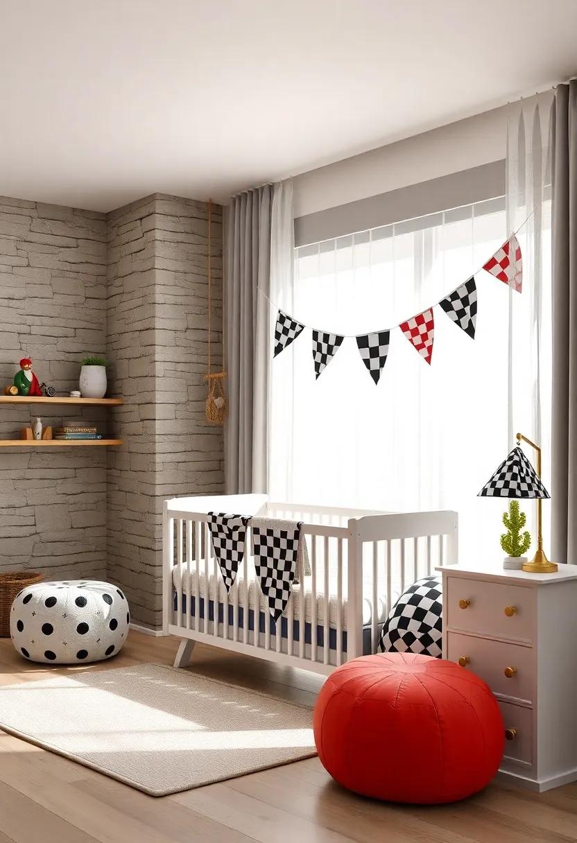 Checkered‌ Bunting: Adorn the ‌nursery⁢ with festive ⁣checkered bunting, creating‌ a celebratory vibe perfect⁤ for any little ‌racing fan