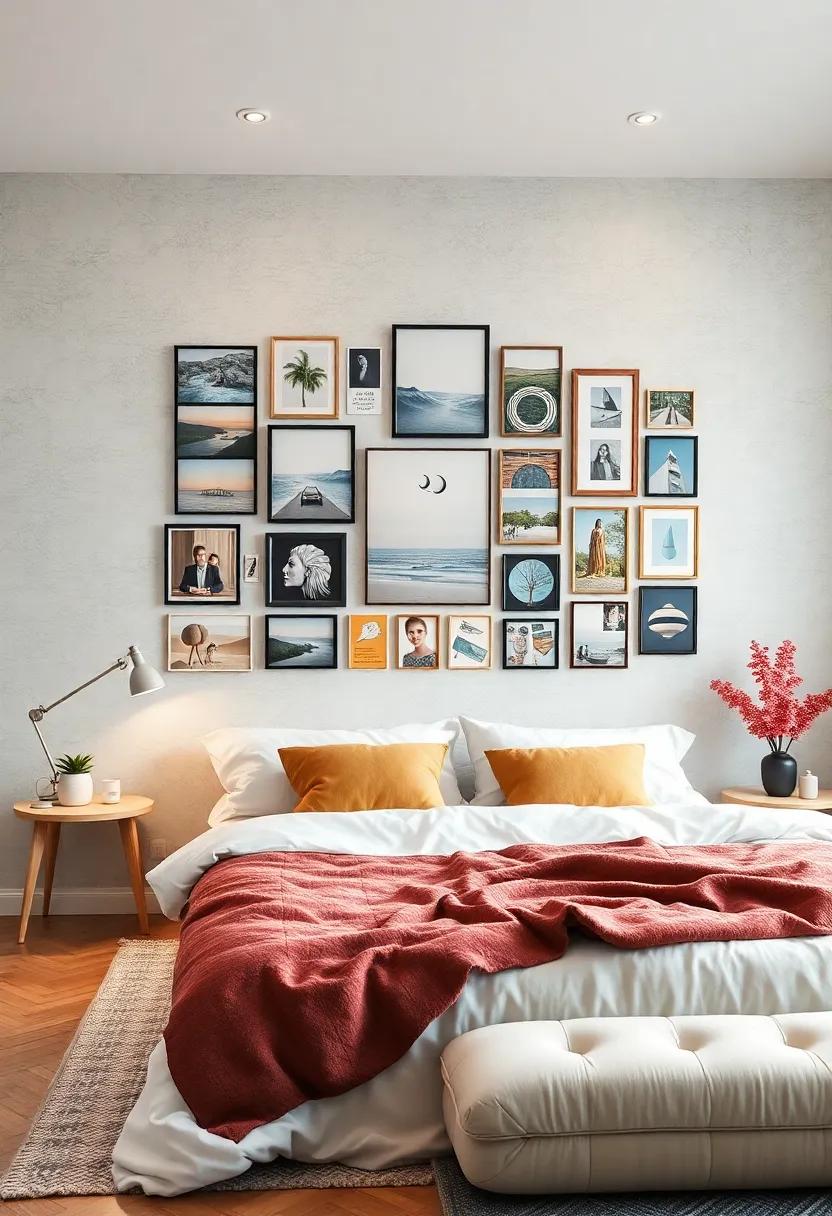Gallery Wall of Personal Memories: Create a personal ⁤gallery wall using photos, ⁢postcards, ​and art pieces that reflect your journey, making your bedroom a cherished space