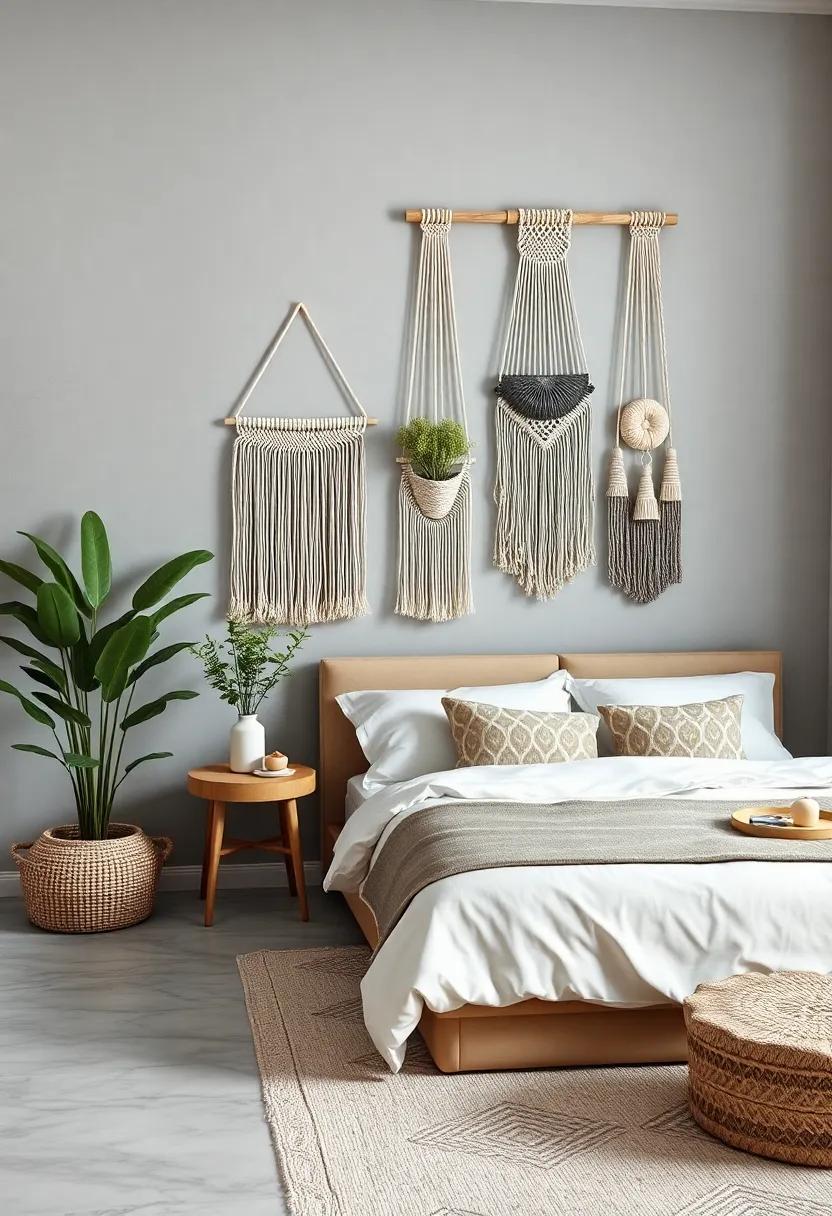 Nature-Inspired Macramé Wall Hangings: Blend art and ⁤craftsmanship ​with macramé‌ hangings that‍ evoke a natural feel,linking your bedroom’s decor ⁢with bohemian charm