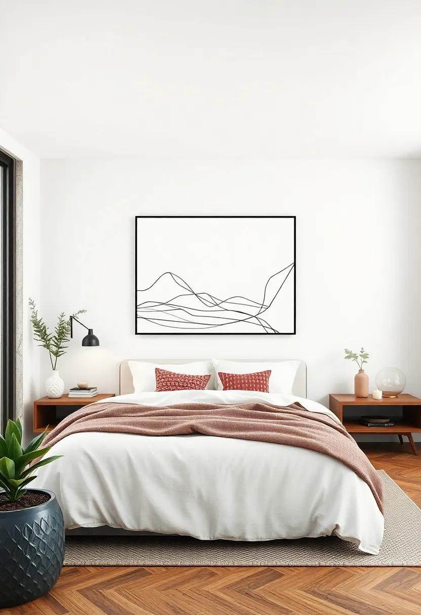 Simple Line Art: Choose minimalist⁢ line ​drawings that convey elegance and modernity, providing an ⁣artistic⁤ touch without⁤ overwhelming‍ the⁣ space