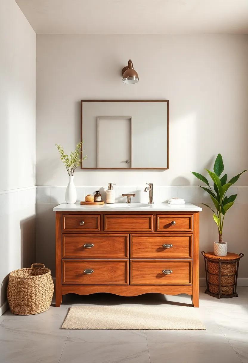 Antique Dressers as Vanities: Repurpose a vintage dresser as a unique vanity for a blend of functionality and old-world charm