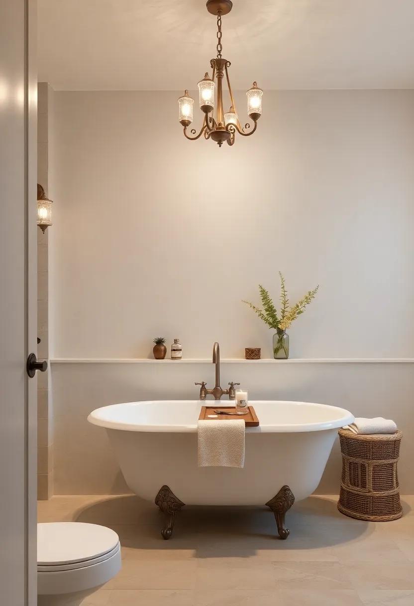Shabby Chic⁣ Lighting:​ Select vintage-style chandeliers or sconces with a weathered finish to create warm,ambient lighting ​in your bathroom