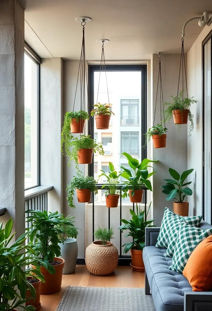 Hanging Herb Garden: Suspend a⁢ series of small pots from the ceiling or a railing⁣ to grow⁣ fresh herbs that add flavor to your meals and décor