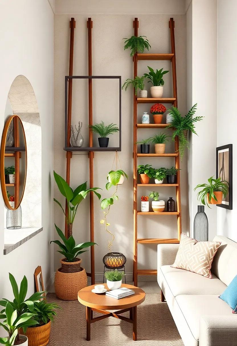 Ladder​ Rack: Reclaimed⁢ ladders make a rustic display for ⁣potted plants ​or decorative‌ items,with⁣ lots of room between each shelf for different heights