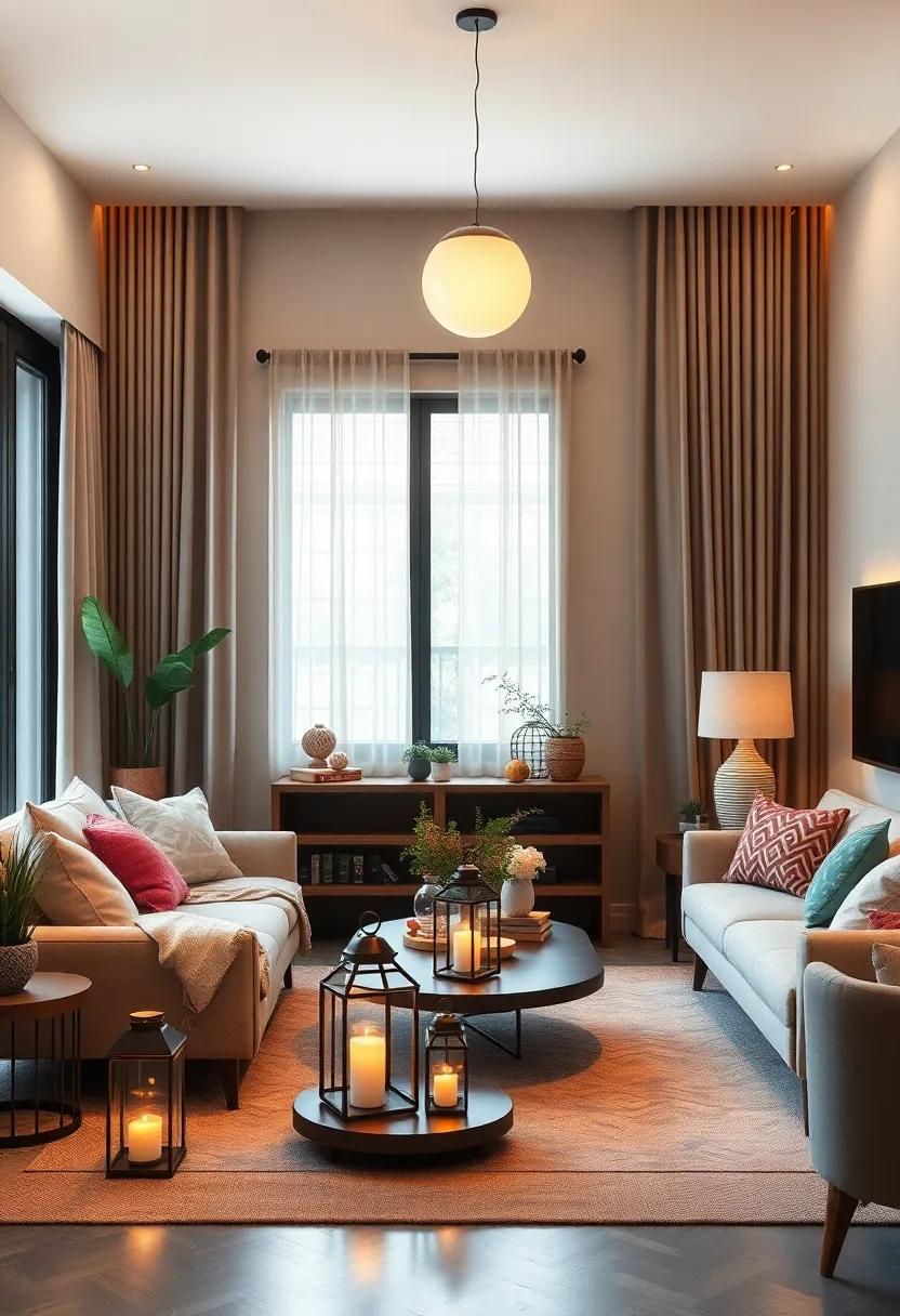 Use Decorative Lanterns: Position stylish lanterns on the floor⁢ or tables as an artistic lighting ⁣element that creates a​ cozy ambiance