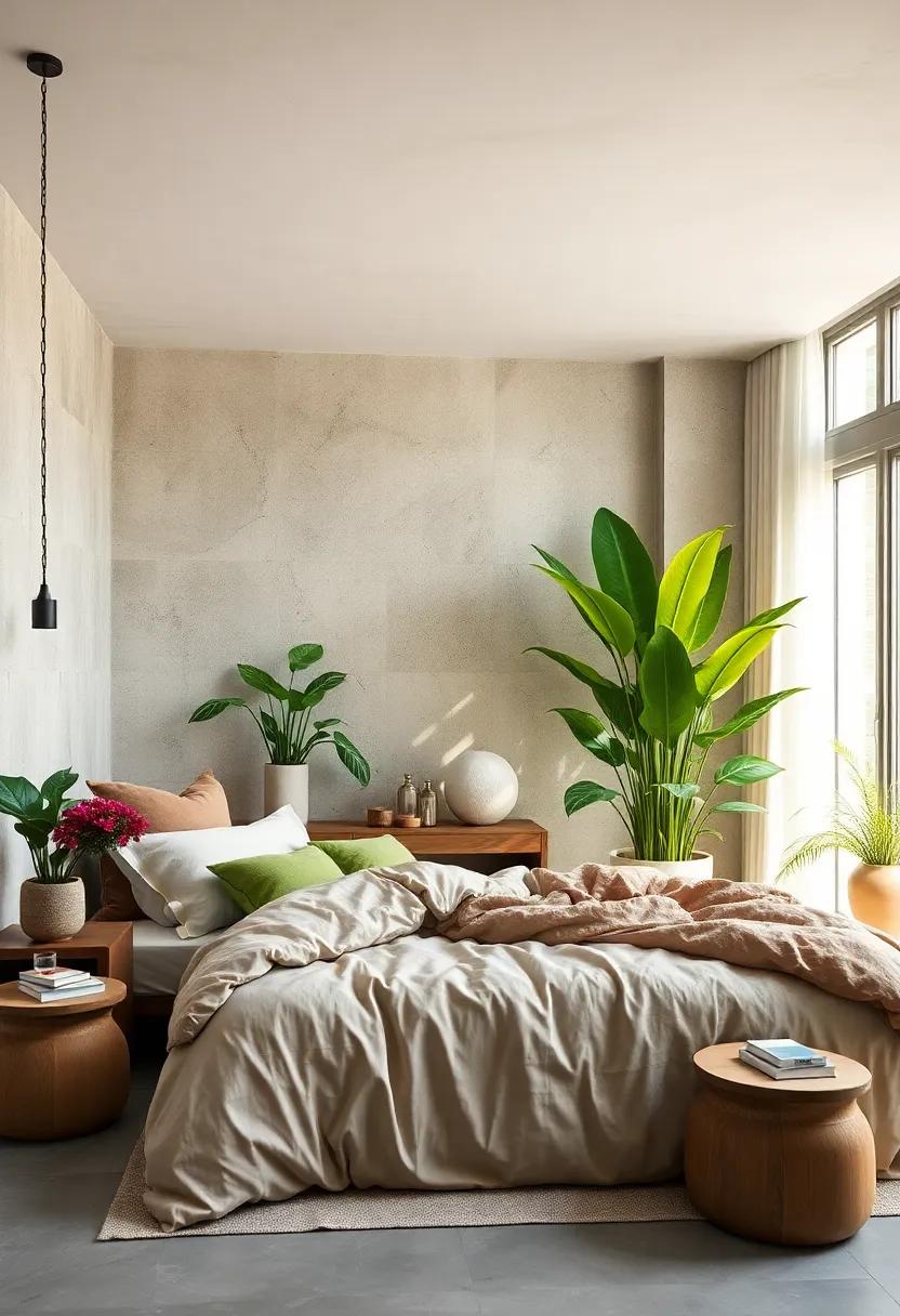 Biophilic Design: Integrate ⁢indoor ​plants‍ into your bedroom space; they purify the air ⁤and⁣ enhance the organic ‌feel‍ of your bedding