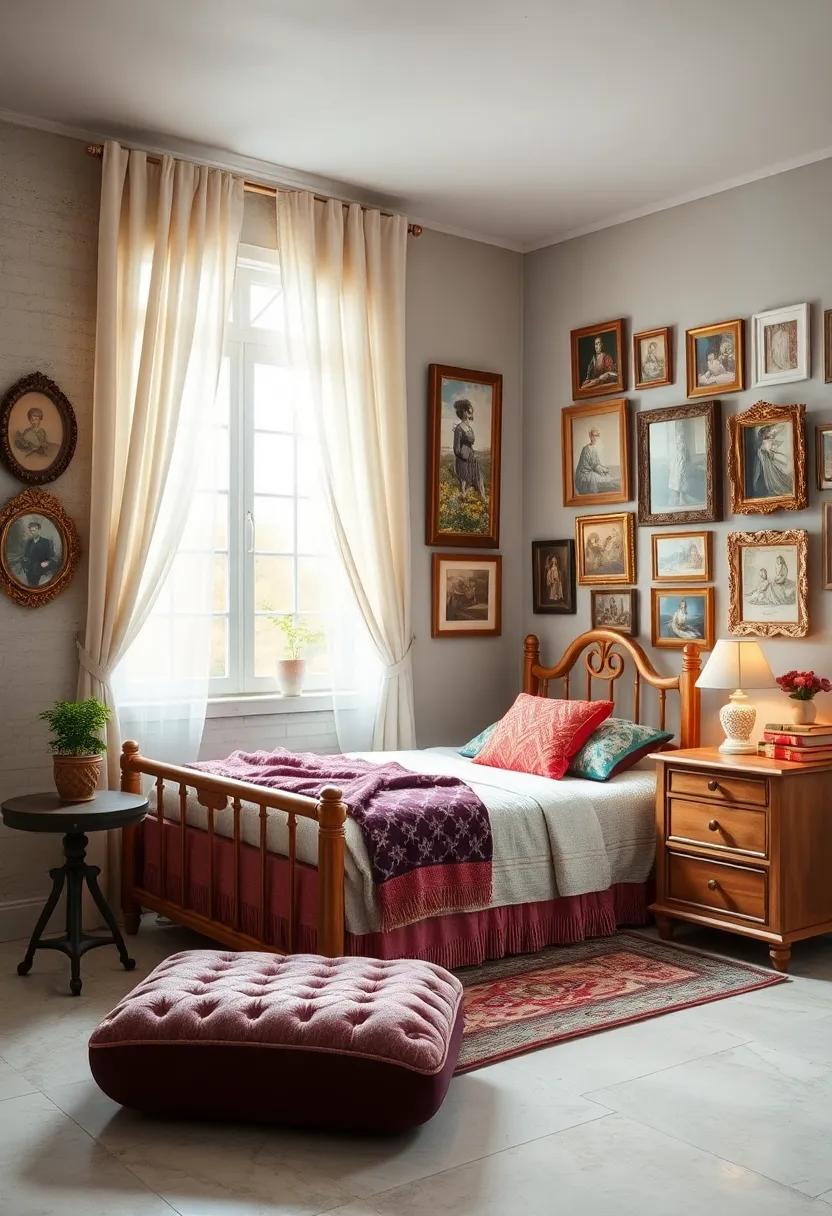 Decorate the walls with⁤ an eclectic‍ gallery of framed‍ vintage paintings and photographs