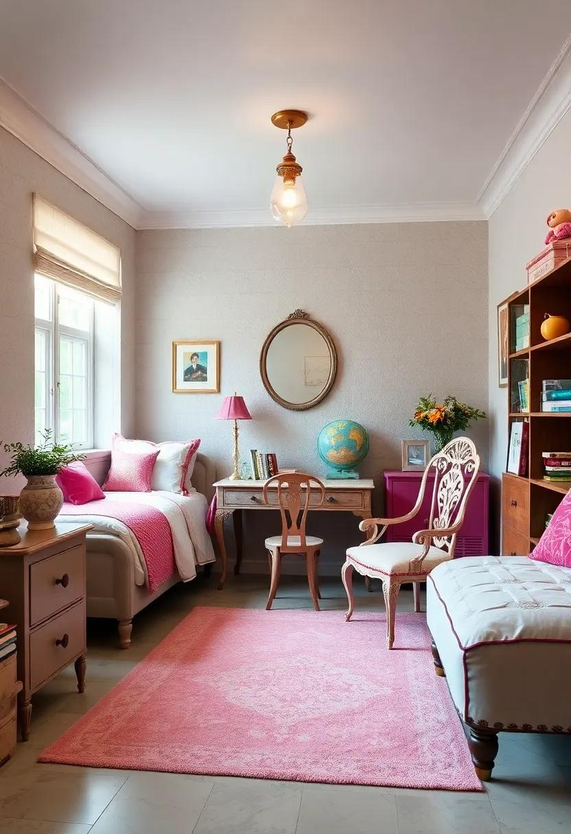 Incorporate a vintage⁢ writing ⁣desk paired with a dainty chair for⁤ a perfect ⁣study spot