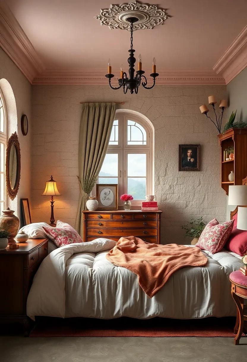 Utilize antique‌ furniture ‌pieces,⁢ like a vintage dresser or bedside table, for a charming touch