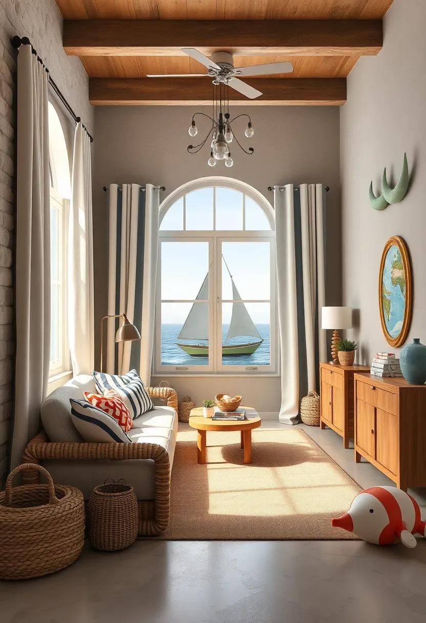 Striped Fabrics: Use⁢ striped fabrics for curtains or throw pillows, reminiscent of sailors' uniforms, to add a classic nautical flair ⁢to the room