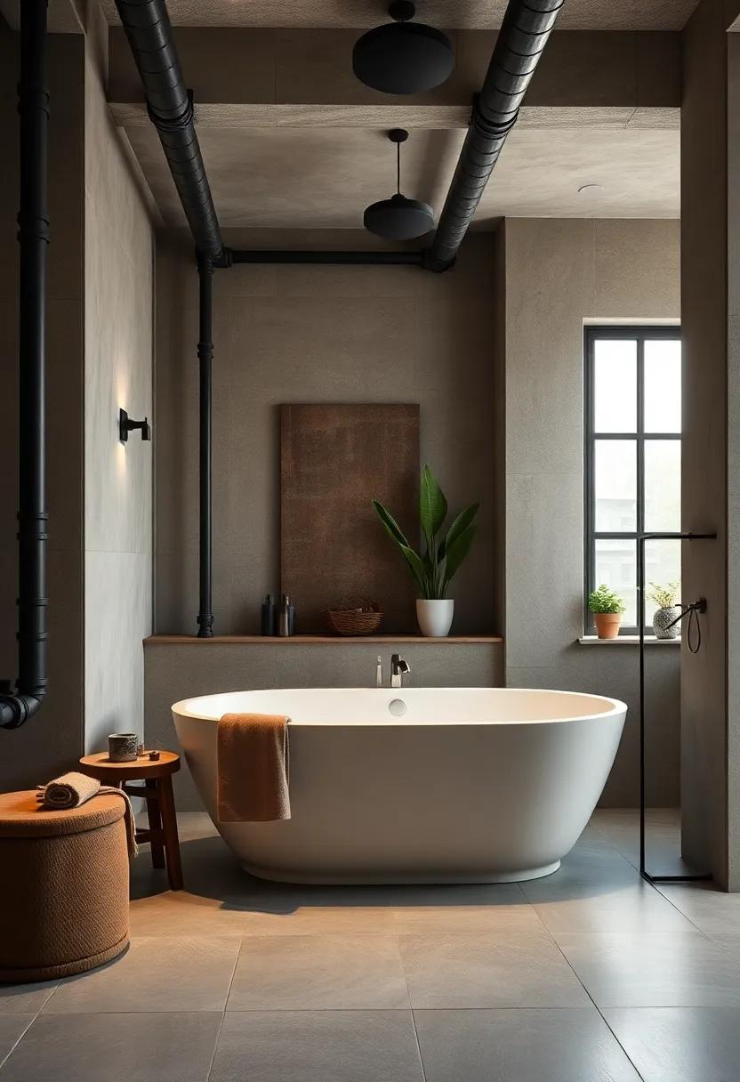 Industrial Style Bathtub: Choose​ a freestanding tub with visible plumbing to enhance​ the industrial aesthetic⁢ of your⁢ bathroom