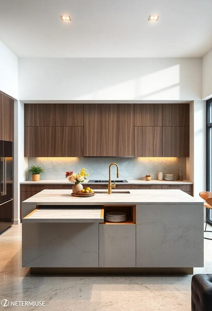 Multi-Functional Marvel: This island boasts a pull-out dining table and hidden storage, seamlessly blending style with ‍practicality for the ultimate ​culinary hub