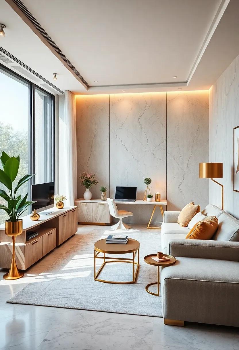 Smart Technology with Style:‍ Choose smart home office devices that come with gold finishes, merging technology and aesthetics seamlessly in ‍your workspace