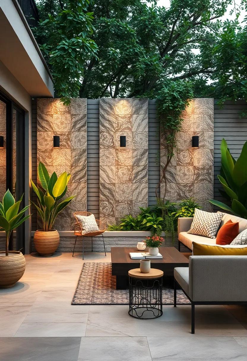 Textured⁣ Tiles: incorporate panels with varied textures that catch the light in different ways, adding depth and interest to your ⁣outdoor scene