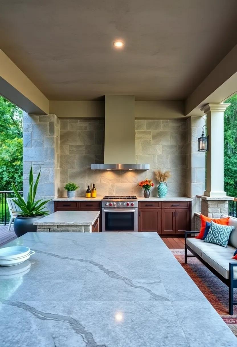 Natural ⁣Stone Countertops: Choose durable natural ‍stone for countertops to ⁢withstand the outdoors while adding elegance to your kitchen