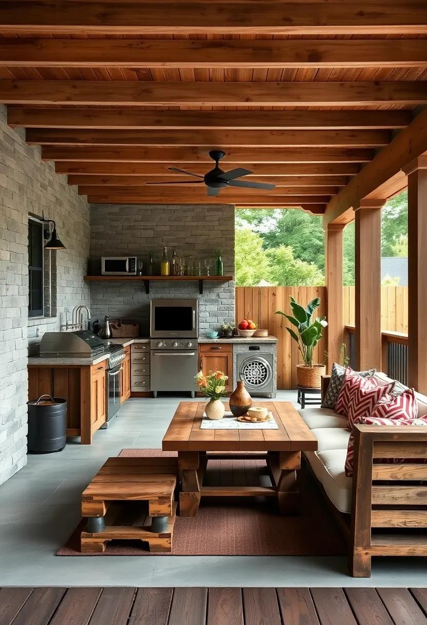 Pallet furniture: Repurpose wooden pallets into functional outdoor furniture, offering a budget-friendly ‌and rustic touch to your kitchen area