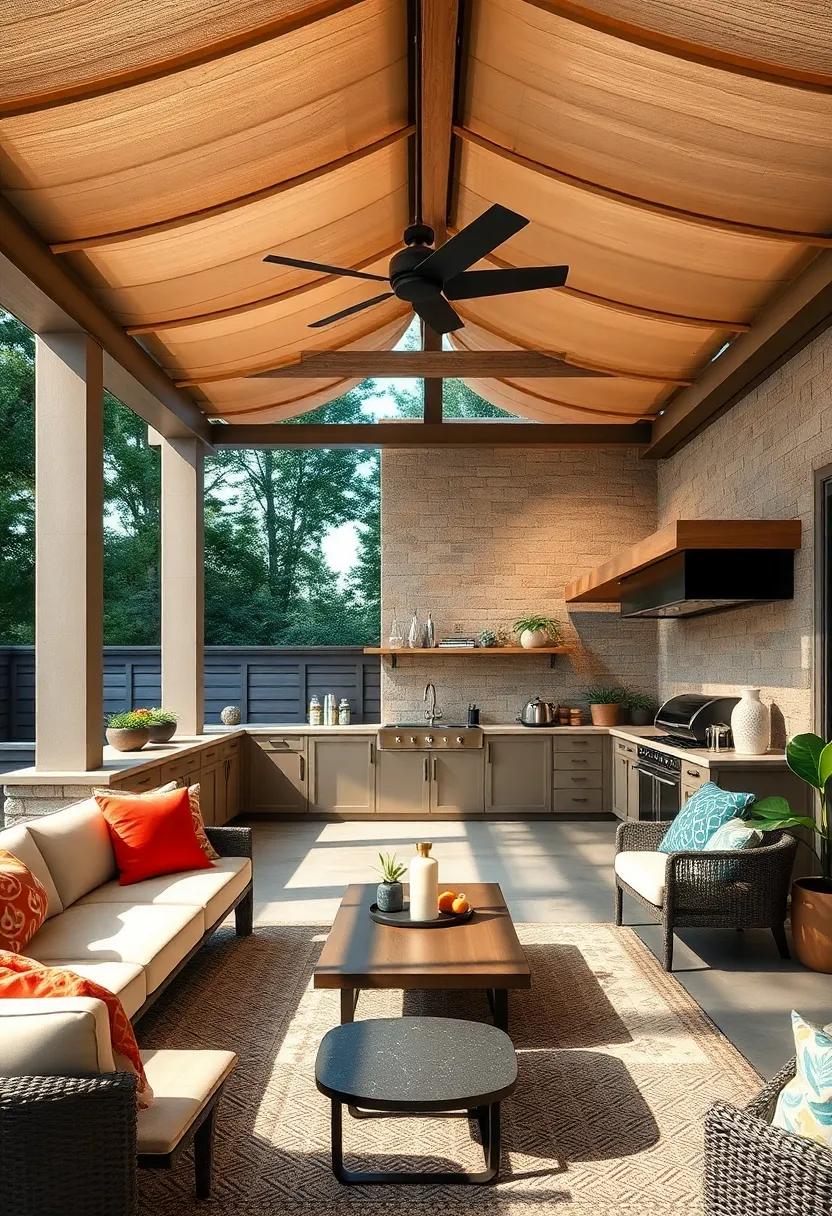 Shade Structures: Incorporate a stylish⁢ canopy or pergola​ to ⁢provide shade and shelter, ‍making your ​outdoor kitchen usable in ⁤any weather