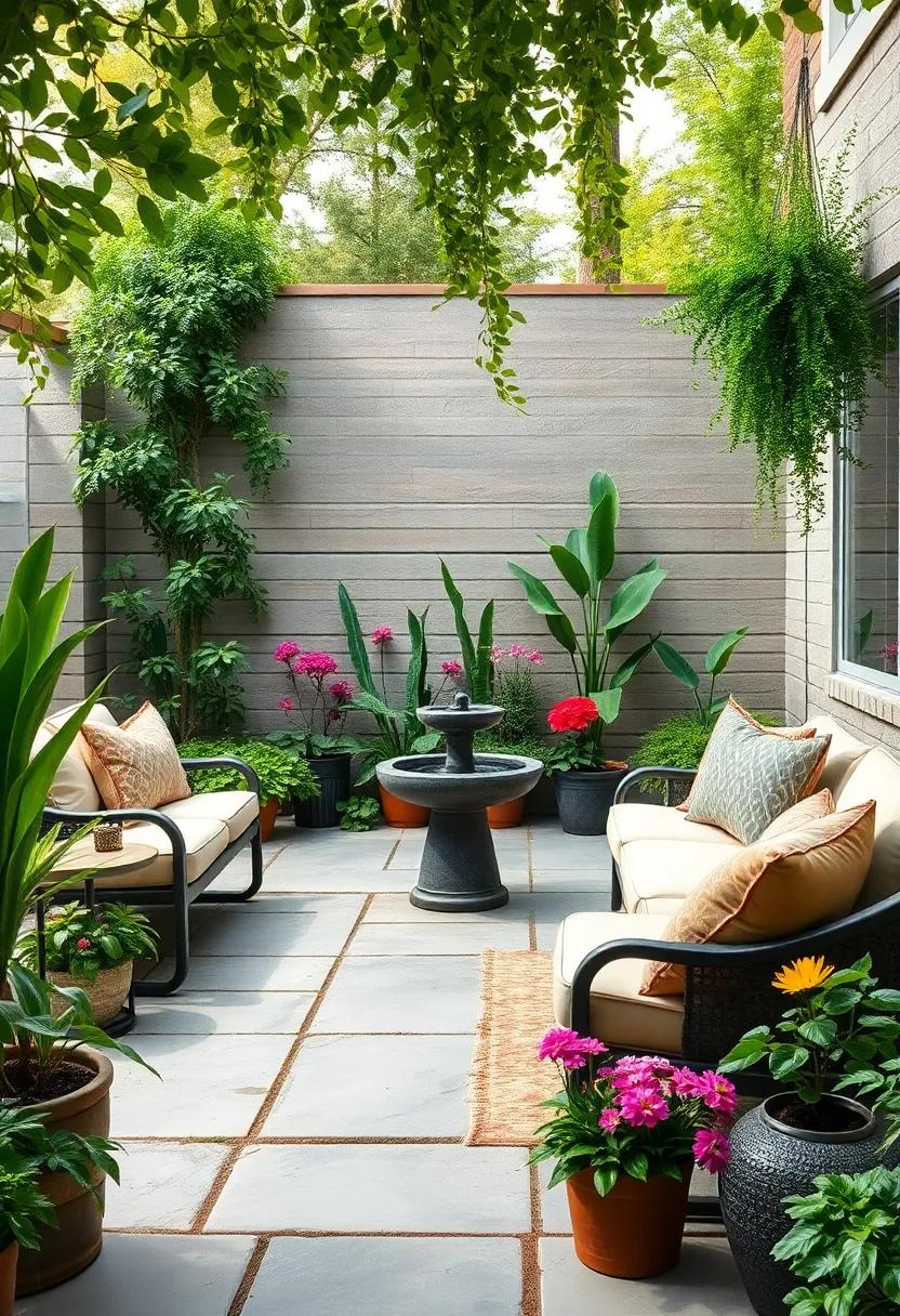 Add a‌ Water Feature: Consider a small fountain or bird bath to introduce a ‌soothing ambiance and attract birds to​ your patio ‌oasis